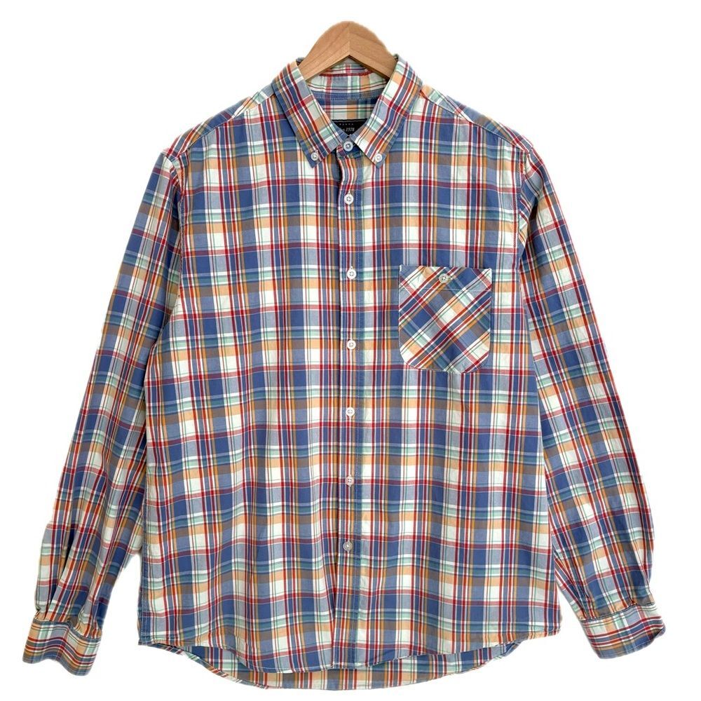 Topman Plaid Long Sleeve Button Down Shirt Mens Size Large Rainbow Classic Fit